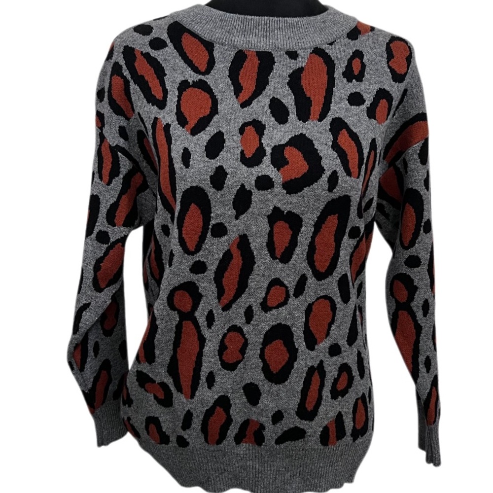 New Leopard Print Sweater - Gray & Brown thick & super soft small & medium size